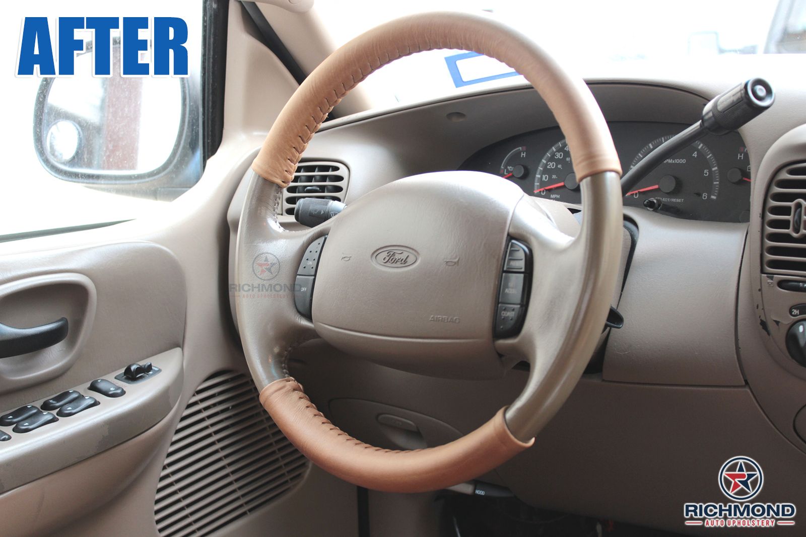 20032007 Ford F250 F350 KING RANCH Leather Steering Wheel Cover 2